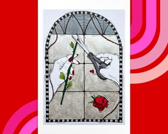 Morticia’s Roses 4x6 Art Print - The Addams Family Artwork - Montreal Artist