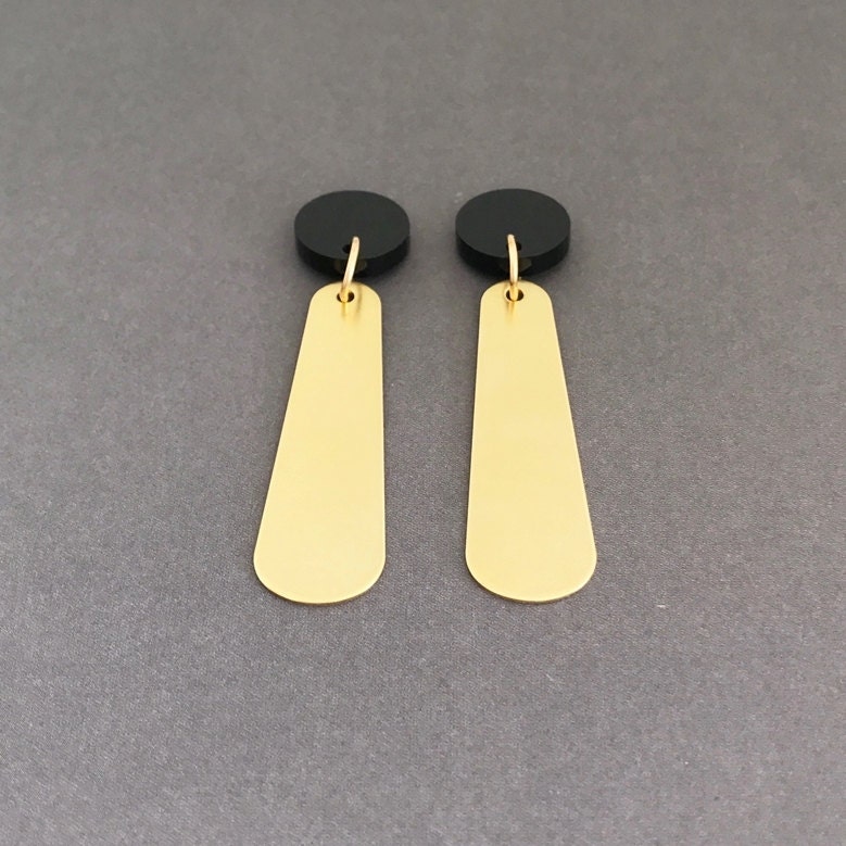 Brass Drop earrings in Matt Black | Etsy
