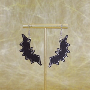 Foiled Leather Bat Earrings