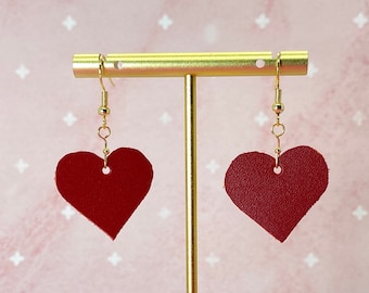 Leather Heart Earrings//Valentine's Day Earrings//Festive Earrings