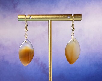 Gemstone Earrings//Carnelian Leaf Shaped Gemstone Earrings