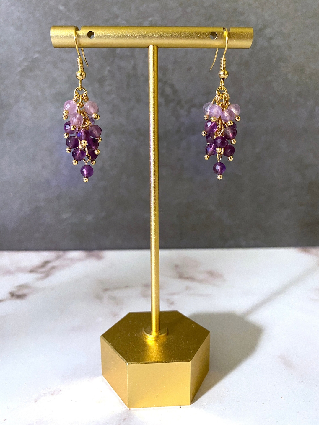 Beaded Grape Earrings