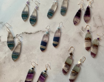 Gemmy Fluorite Earrings//Fluorite Dangle Earrings//Gemstone Earrings