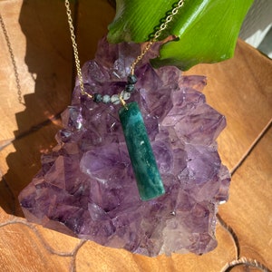Natural Green Jade Rectangular Pendant Necklace//Jade Necklace//Gemstone Necklace