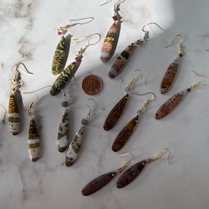 Teardrop Ocean Jasper Earrings with Accent Gemstone Beads//Ocean Jasper Earrings//Teardrop Earrings//Gemstone Earrings