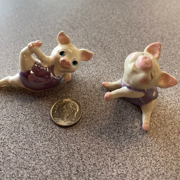 Retired Hagen Renaker Aerobics Pigs set of 2