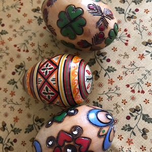 Hand Carved and Hand Painted Wooden Easter Eggs