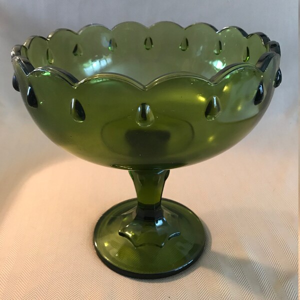 Green Glass Compote Etsy