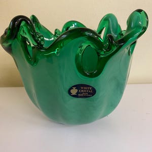 Murano White Cristal Art Glass Bowl