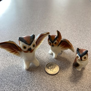 Vintage Miniature Owl Figurines Set of 3