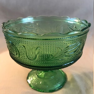 Green Glass Compote EO Brody CO