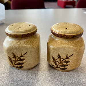 Vintage USA Pottery Craft Salt and Pepper Shaker Set Wheat Pattern