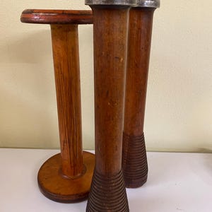 Vintage Industrial Wooden Textile Bobbins Set of Three