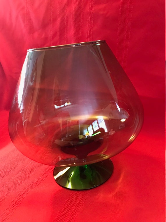 Vintage Green Glass Brandy Snifter Etsy