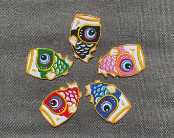 Koinobori Patches iron on patches Flag fish iron on patch patches for Jackets embroidery patch Patch for backpack