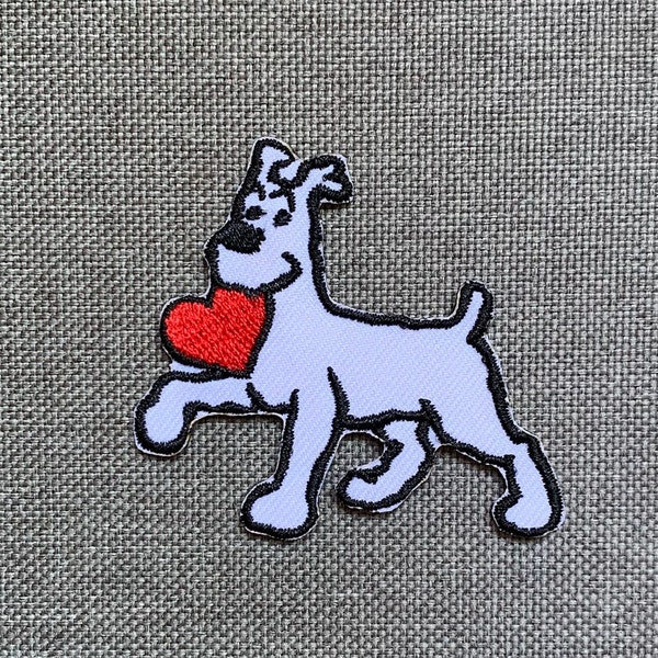 Snowy with heart  Patches Tintin  iron on patches Tintin iron on patch patches for Jackets embroidery patch Patch for backpack