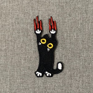 Zwarte kat-patches opstrijkbare patches Kat opstrijkbare patch-patches voor jassen borduurpatch Patch voor rugzak