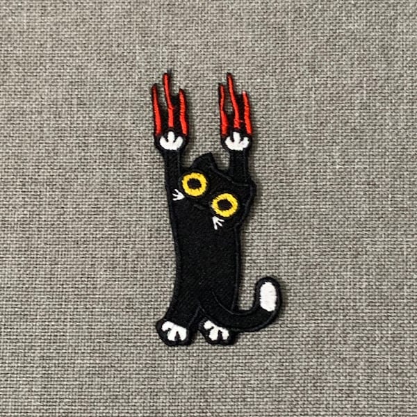 Black cat Patches iron on patches Cat iron on patch patches for Jackets embroidery patch Patch for backpack