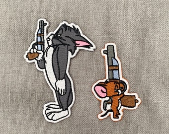 Tom und Jerry Patches Aufnäher Bügelbild Tom und Jerry Aufnäher Patches für Jacken Stickpatch Patch für Rucksack