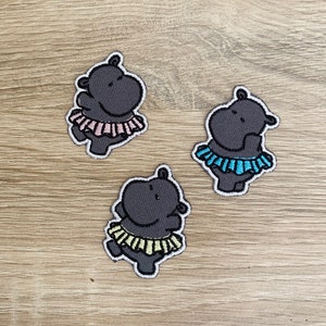 Set 3 Pc Hippo ballet Patches iron on Hippo  patches  patches for Jackets embroidery patch Patch for backpack patches