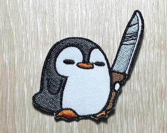 Knife Penguin Patches iron on patches Penguin iron on patch patches for Jackets embroidery patch Patch for backpack