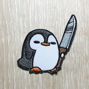 Knife Penguin Patches iron on patches Penguin iron on patch patches for Jackets embroidery patch Patch for backpack