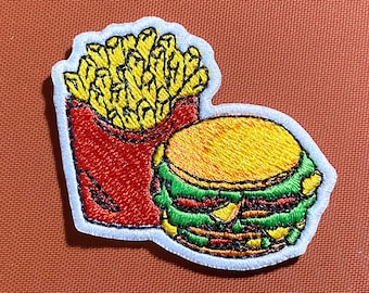 Fast Food Patches iron on patches french fries, hamburger iron on patch patches for Jackets embroidery patch Patch for backpack