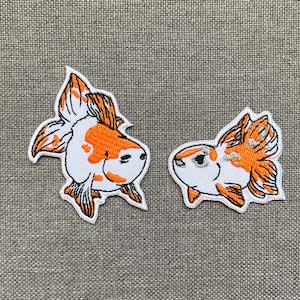 Set 2 pc Goldfish Patches iron on patches Goldfish iron on patch patches for Jackets embroidery patch Patch for backpack
