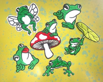 Frog Patches iron on Frog iron on patch Frog patches for Jackets embroidery patch Patch for backpack