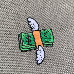 Geld vleugels Patches ijzer op patches Geld ijzer op patch patches voor Jassen borduurwerk patch Patch voor rugzak