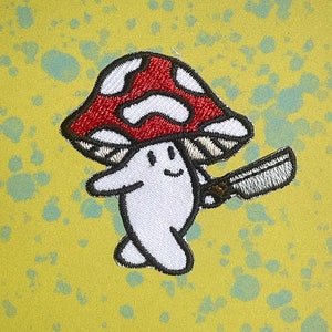 Paddenstoel met mes Patches strijken op patches Mushroom ijzer op patch patches voor Jassen borduur patch voor rugzak