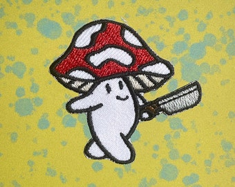 Mushroom with knife Patches iron on patches Mushroom iron on patch patches for Jackets embroidery patch Patch for backpack