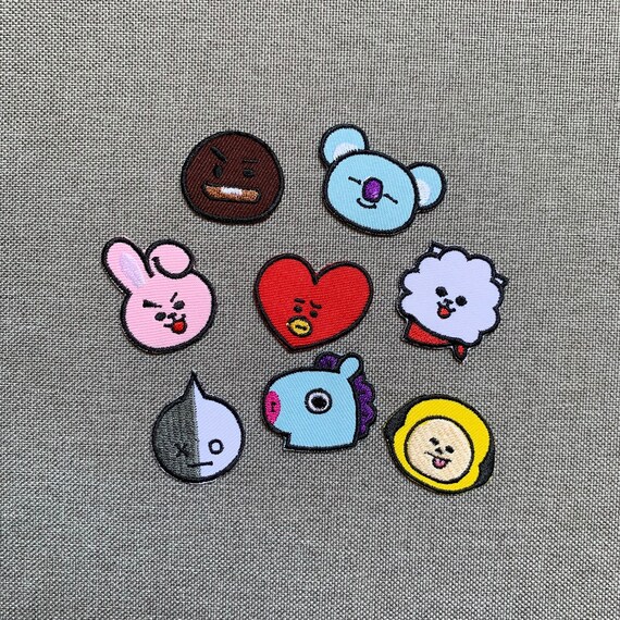 BTS Parches BT21 plancha en parche parches de dibujos animados | Etsy México