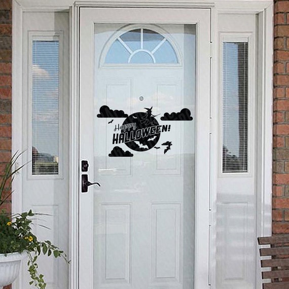 Flying Witch Halloween Front Door Decoration Decal Multi Use Etsy