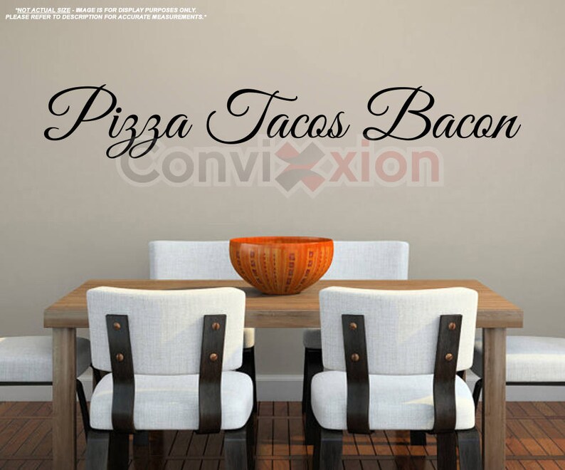 pizza tacos bacon wall decal kitchen wall vinyl decal live | etsy