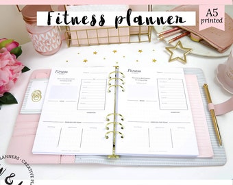 Printed Health and Fitness Planner, Daily Planner, Health Planner, Fitness journal, Fitness Tracker, Workout Log, Food Diary, Meal Planner