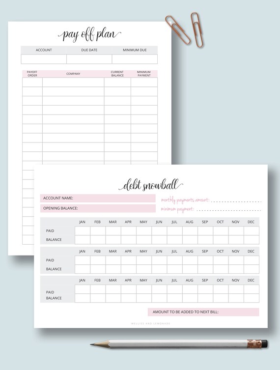Debt snowball Pay off plan Dave Ramsey Debt repayment | Etsy