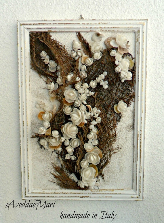 Framework With Shells Flowers 3d Picture Flower Vase Made Etsy