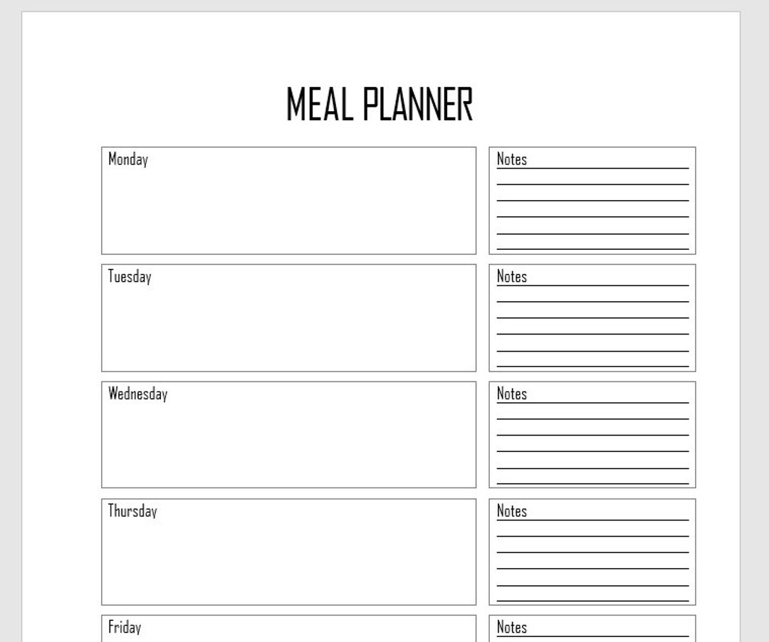 Meal Planner, Printable, Weekly, Meal Planner Inserts, Menu Planner ...
