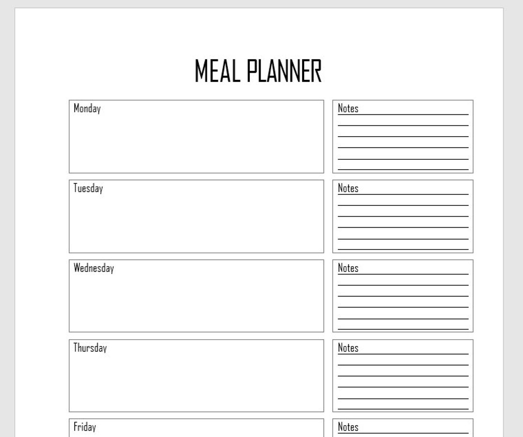 Meal Planner Printable Weekly Meal Planner Inserts Menu Planner Meal Planner Printable Weekly Meal Planner Inserts Menu Planner