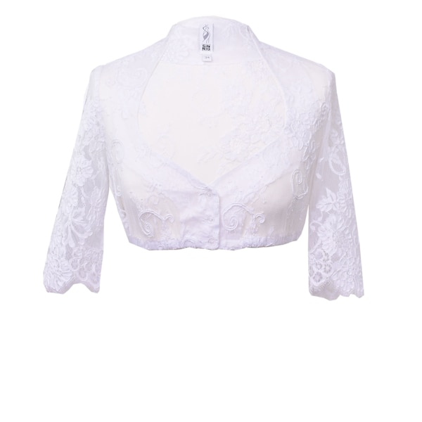 Dirndl blouse, lace blouse, half sleeve, neckline decollete, white