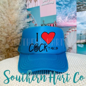 I love Cocktails blue and pink Funny Trucker Hat Amazon.com: I Love Cocktails Trucker Hat, Funny Gag Gifts  main image 4