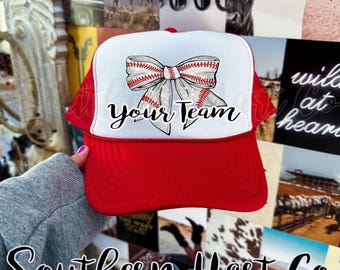 Personalized Baseball Mom Trucker Hat, Custom Team Colors