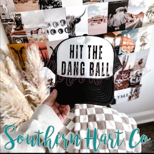 Hit the Dang Ball Trucker Hat – Funny Baseball Mom Otto Hat | Southern Sports Hat | Snapback Mesh Cap | Softball Mama Hat | Game Day Hat
