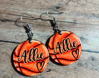 Personalized Basketball Earrings, Basketball Mom Jewelry