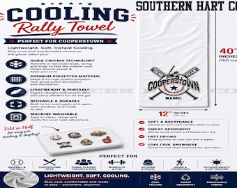 Cooperstown Cooling Towel, Cooperstown Pin Trading Towel, Baseball, Personalized Cooling Towel