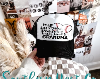 Baseball Grandma Trucker Hat, Game Day Ball Mom Gift