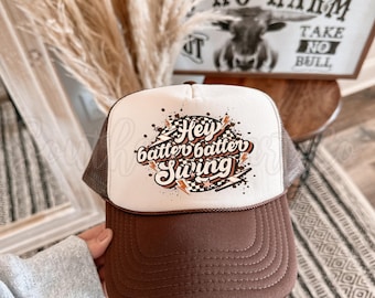 Hey Batter Baseball Mom Trucker Hat, Game Day Style