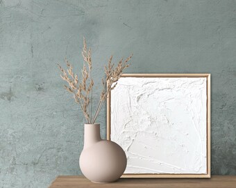 Peinture sur plâtre texturée : art blanc minimaliste, décoration Wabi Sabi