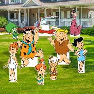 Flintstones Cutout Cardboard Backdrop | Birthday Sign Yard | Event and Party Lawn Signs | Life Size Cutouts Standee Boards Centerpieces